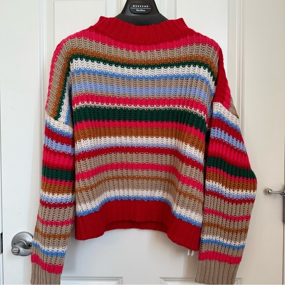Weekend MaxMara Label-cut Multicolor Strips Wool Sweater Size:MediumUS4/6 Spring - Picture 3 of 16
